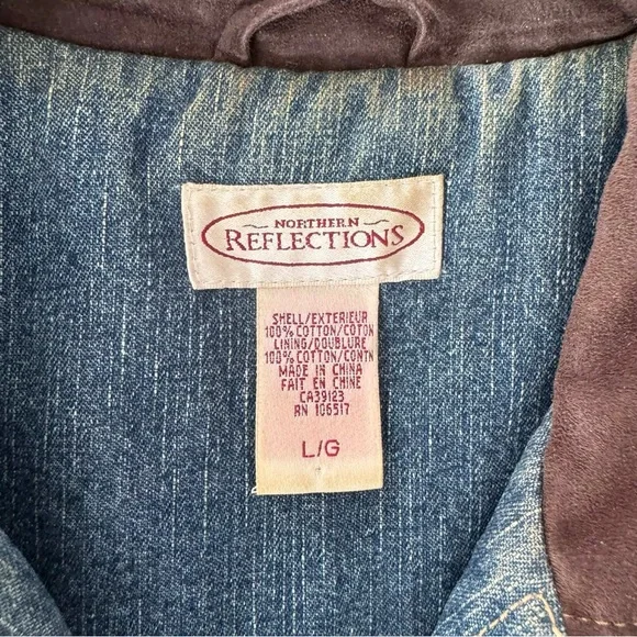 Northern Reflections Denim Barn Jacket Corduroy Brown Collar Southwestern Boho - Picture 4 of 4